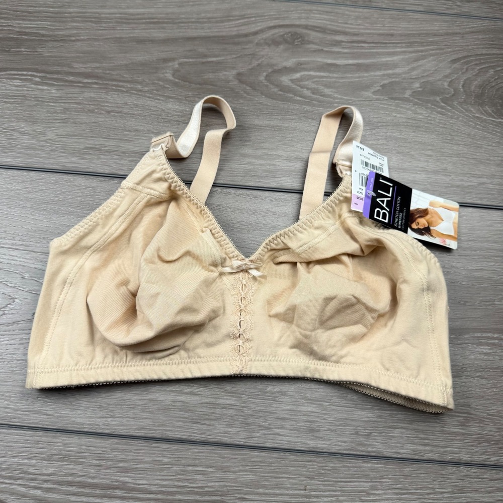 Bali Women Bra Stretch Cotton Wirefree DF3036 Beige 40D New